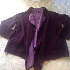 Eileen Fisher Open Front Wool Cardigan Sweater L